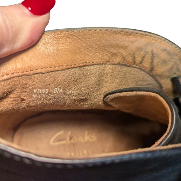 INDIGO by Clarks Black Leather Lace Up Heeled Ankle Boots Sz 8 M Style 83080 - Picture 2 of 9